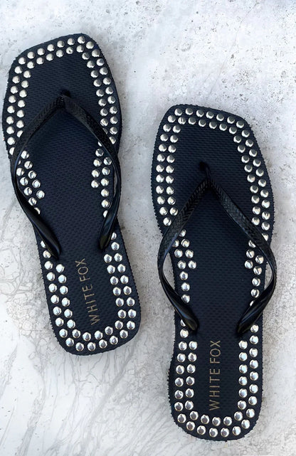 Eyre Studded Thong Sandals Black
