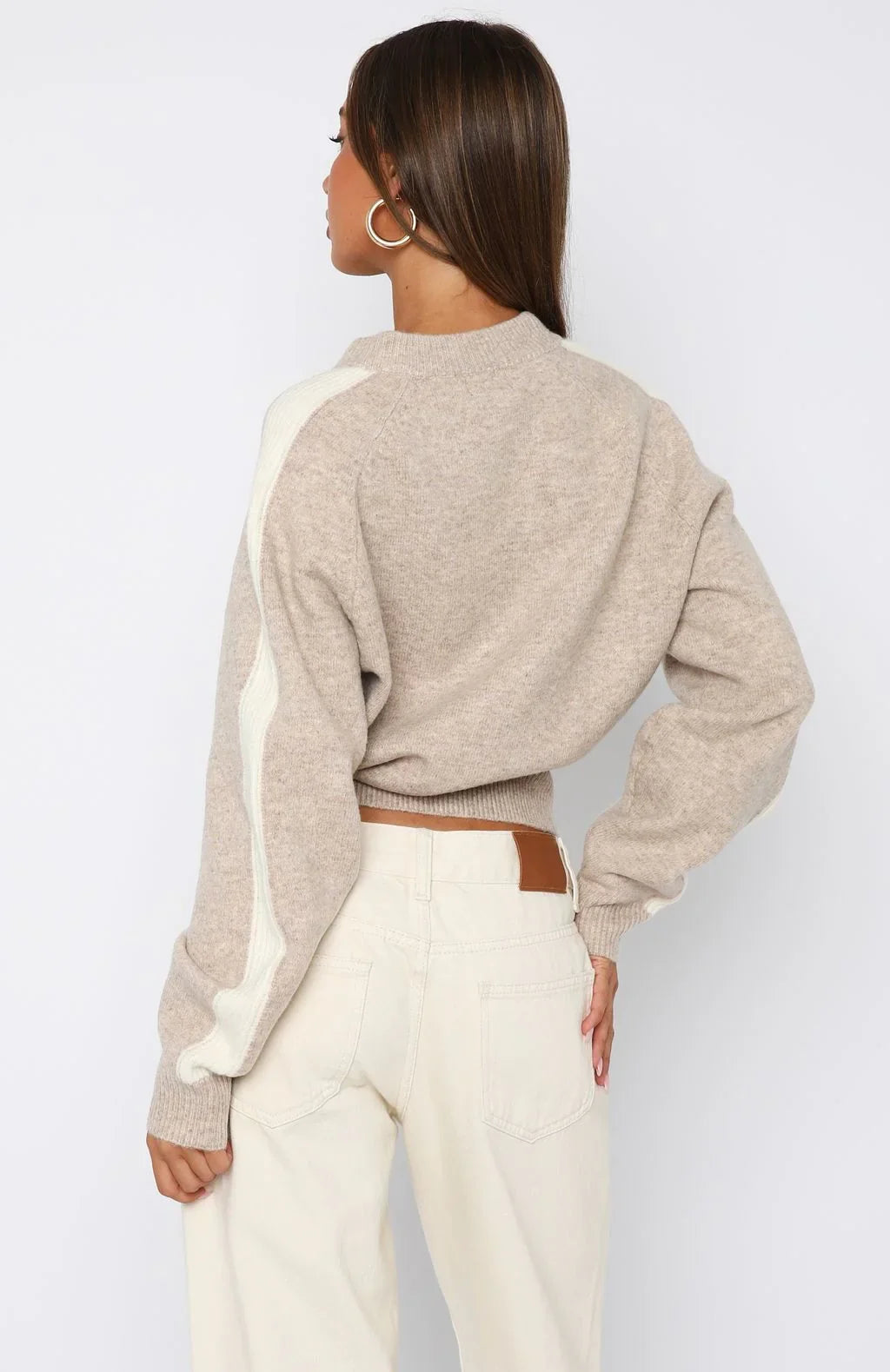 Stripe Me Down Knit Jacket Oat White