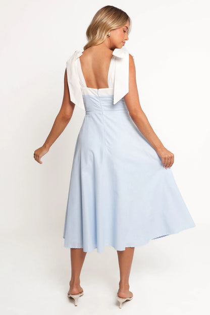 Olinda Midi Dress Pale Blue White