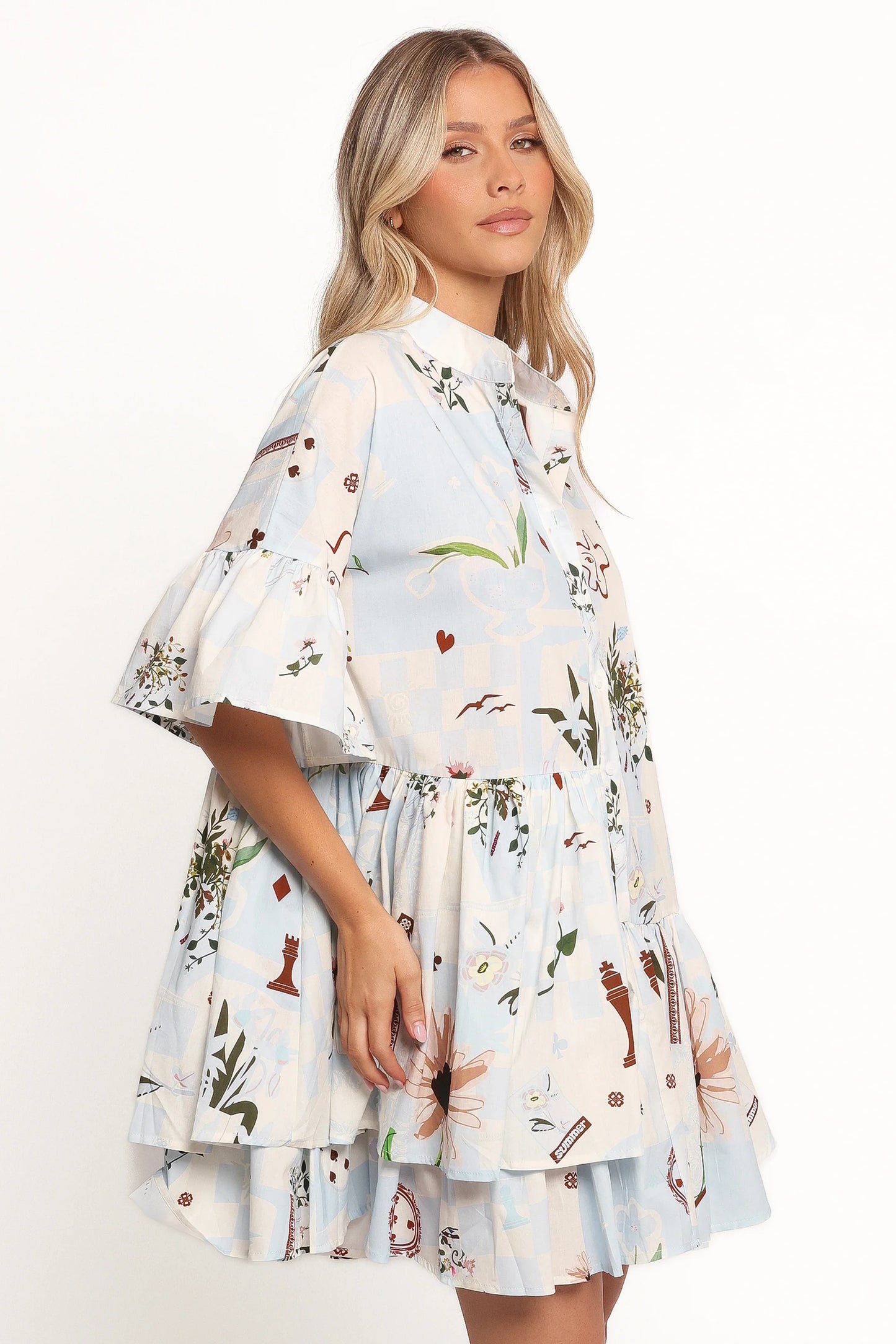Marguerite Mini Dress Blue Floral