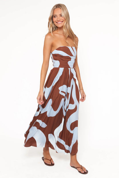 Nesta Maxi Dress Brown Blue