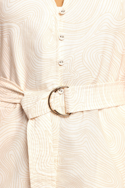 Cassian Belted Romper Tan Swirl