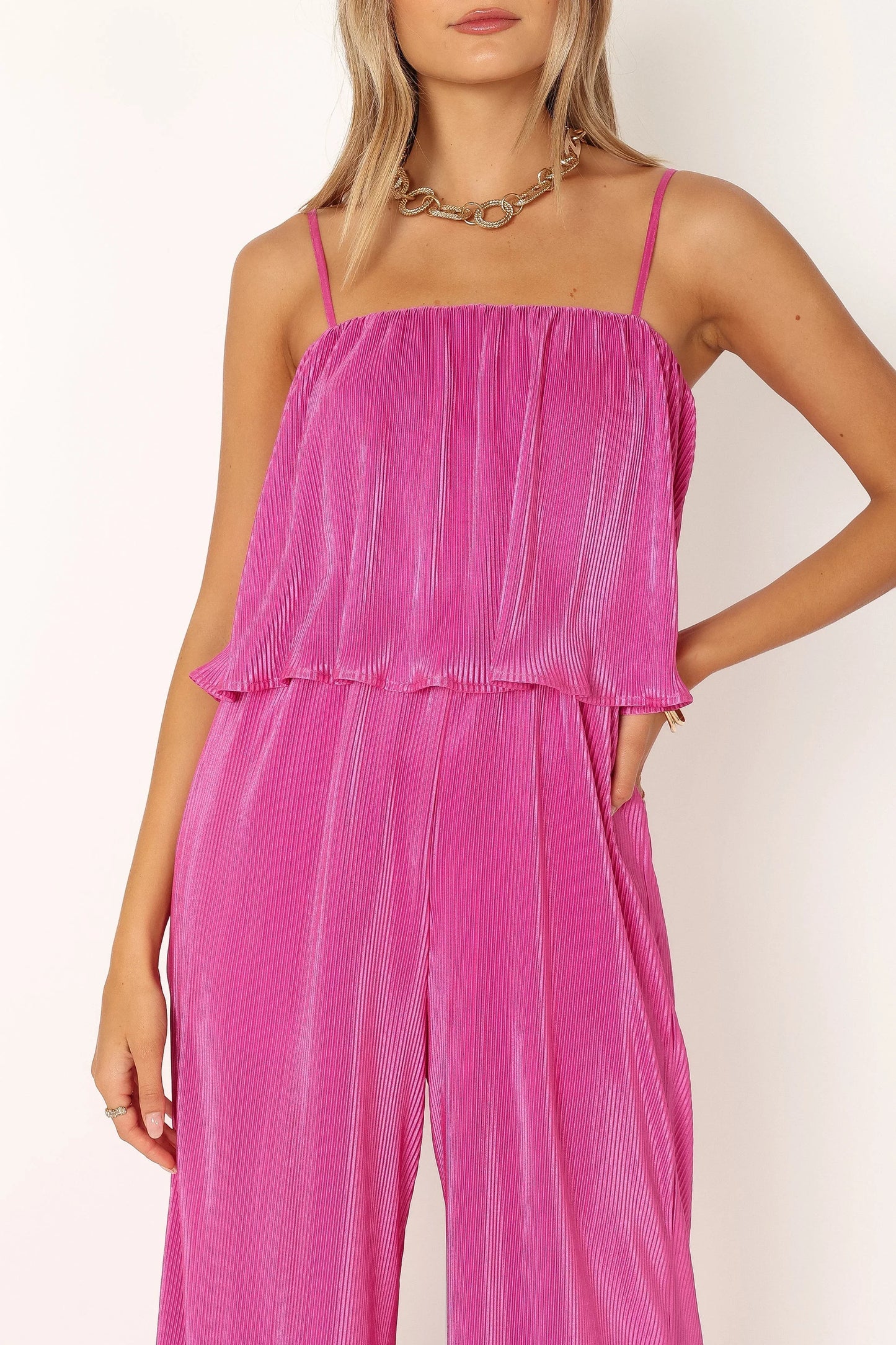 Jillian Plisse Jumpsuit Orchid