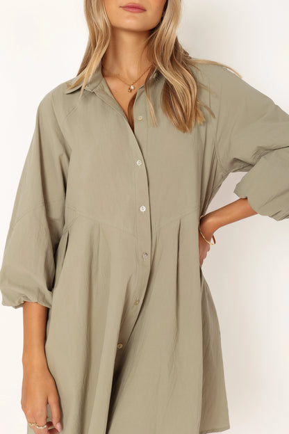 Criselle Long Sleeve Mini Dress Khaki