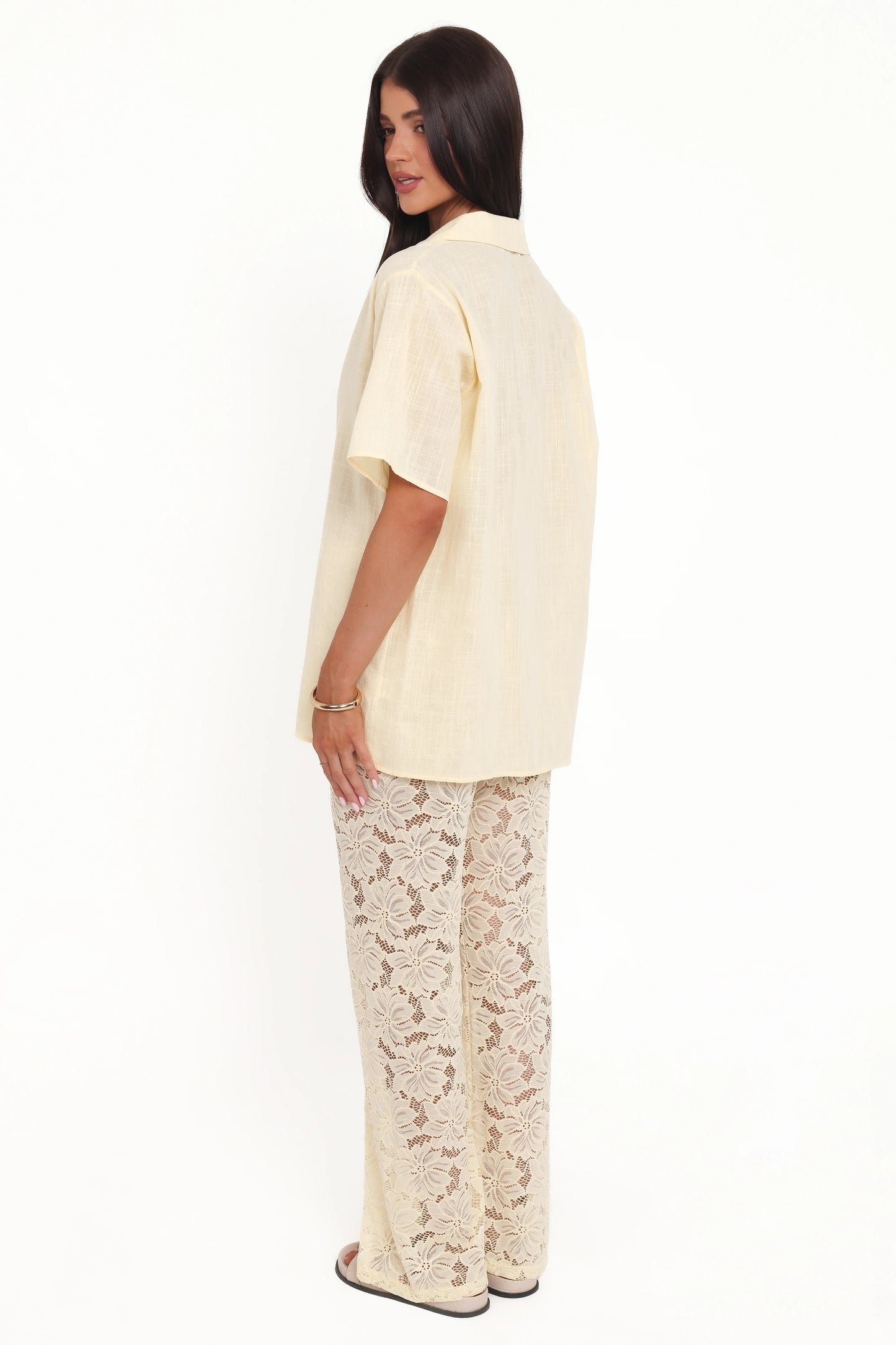 Mindy Lace Pant Set Yellow