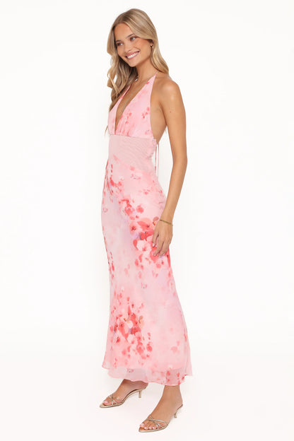 Gwyneth Halterneck Maxi Dress Pink Floral