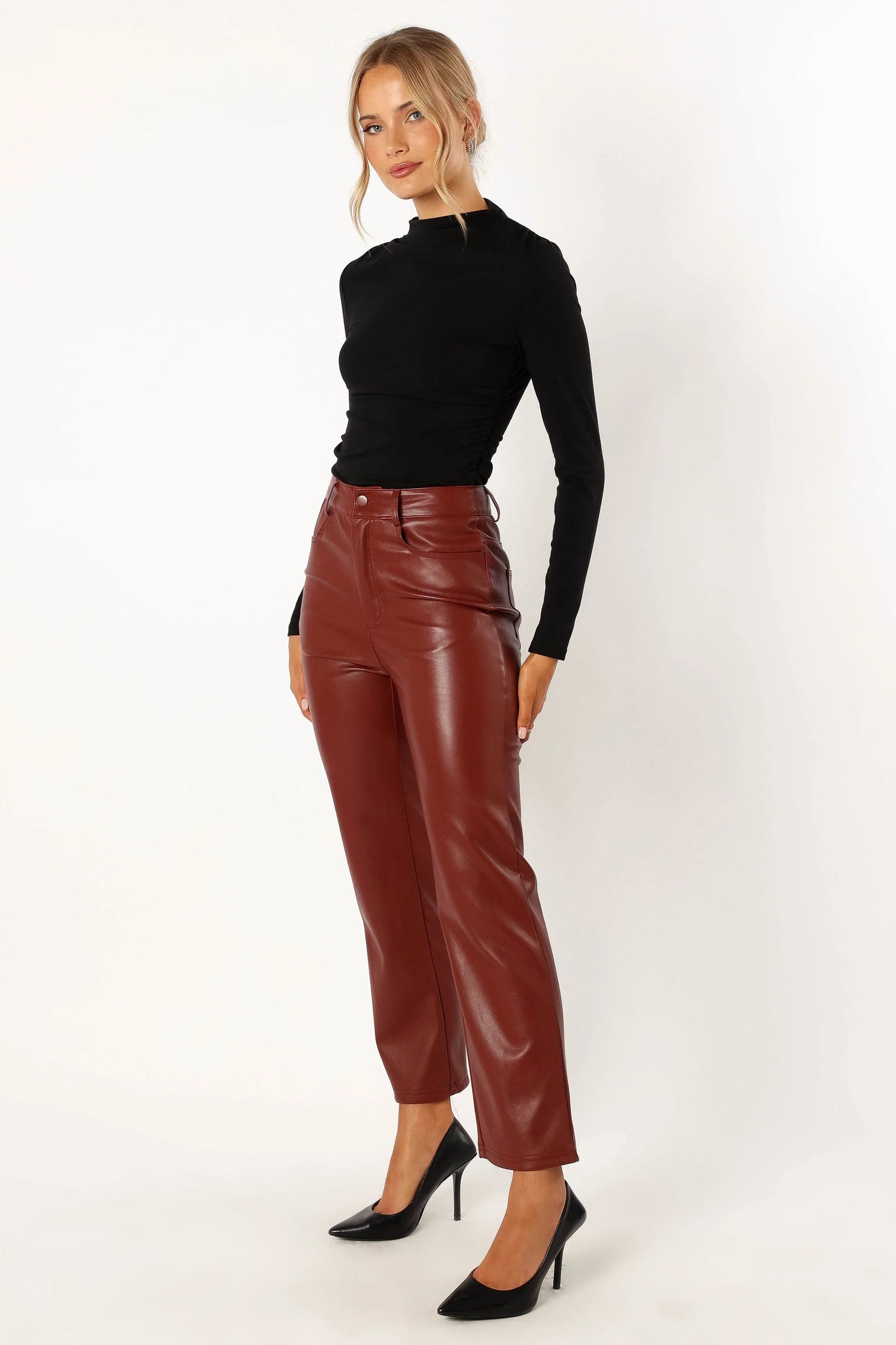 Maverick Vegan Leather Pants Merlot