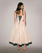 Nude Corset Midi Dress with Contrast Details