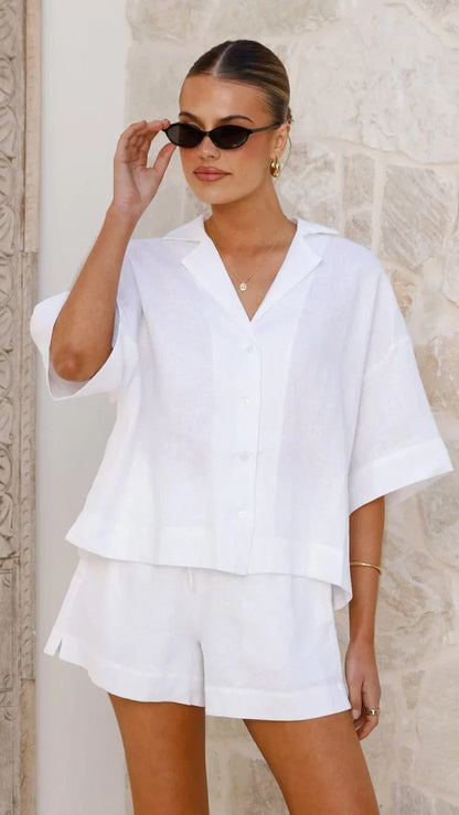 Luna Button Up Shirt White