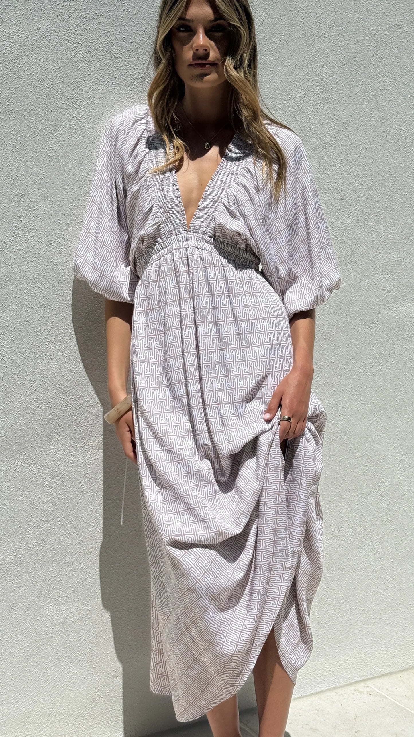 Camille Midi Dress Atlas Print