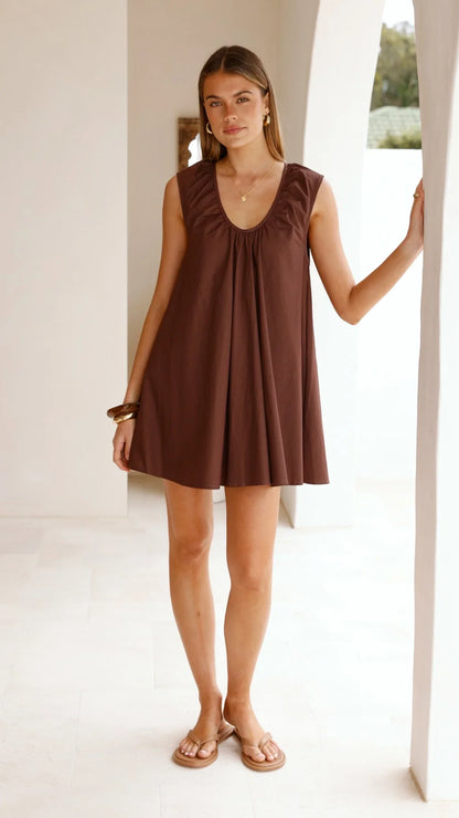 Vanessa Oversized Mini Dress Chocolate