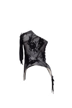 Black lace over the white mesh peplum corset with an oversized bow Parisienne
