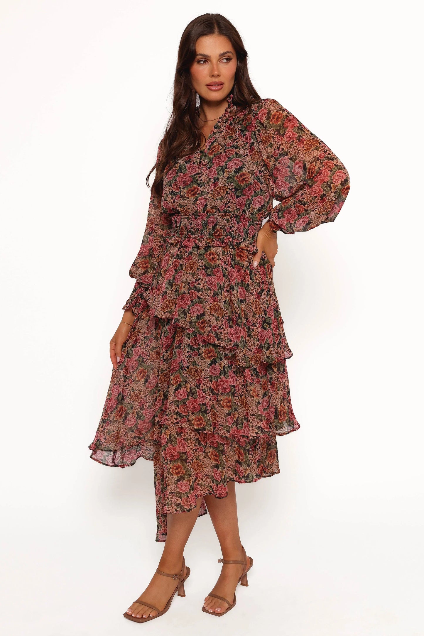 Vivian Midi Dress Rose Black