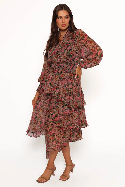 Vivian Midi Dress Rose Black
