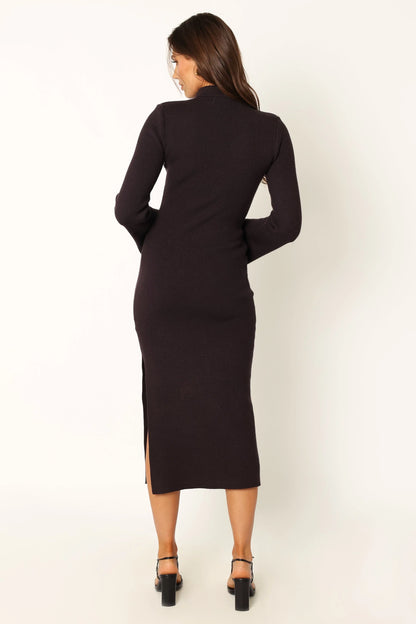 Astor Long Sleeve Midi Dress Plum