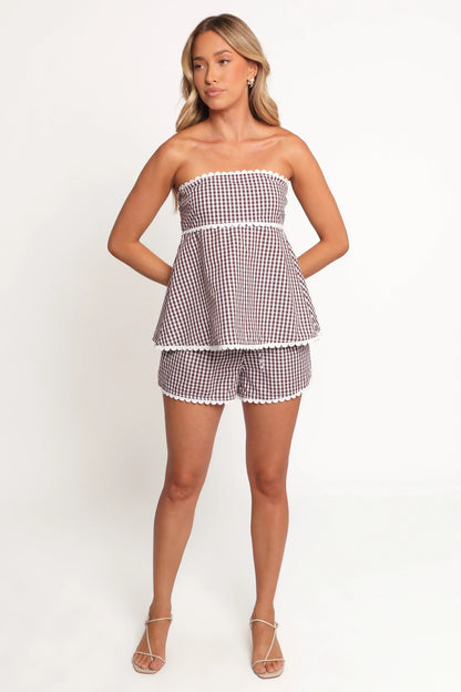 Kyle Two Piece Set Chocolate Gingham