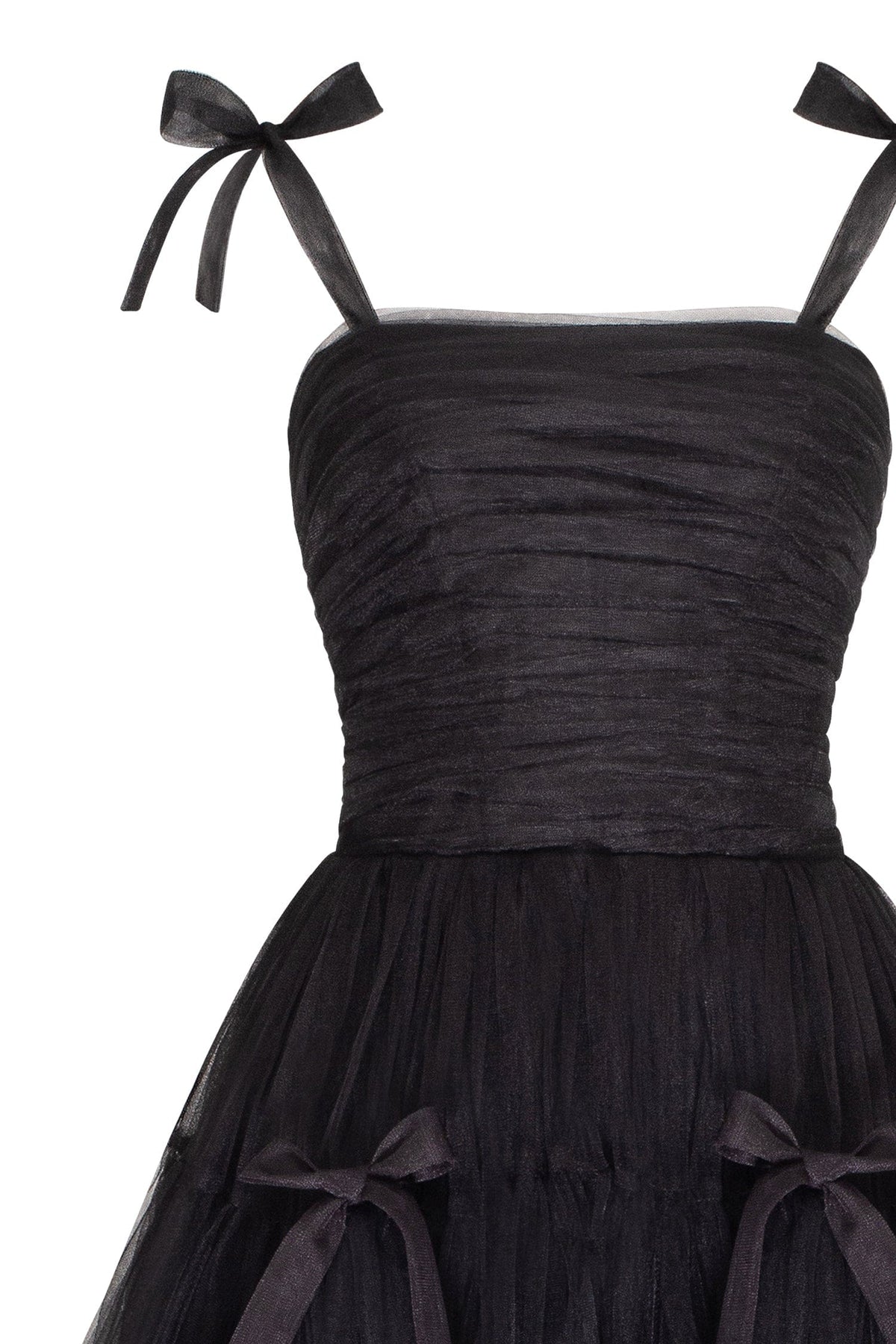 Adorable midi tie strap black tulle dress