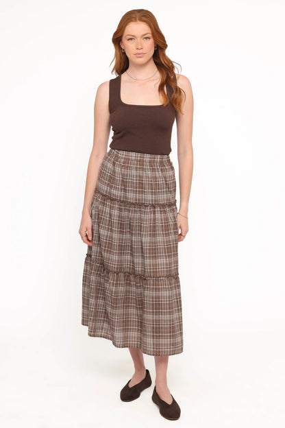 Campbell Tiered Maxi Skirt Juno Check