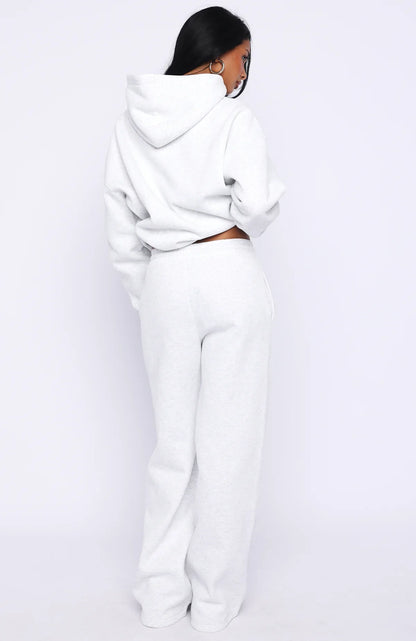 Vibe Too High Wide Leg Sweatpants Grey Marle