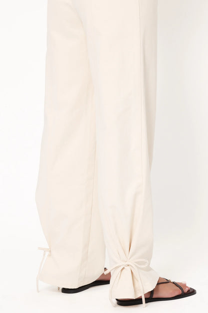 Asher Tie Detail Tapered Leg Pants Cream