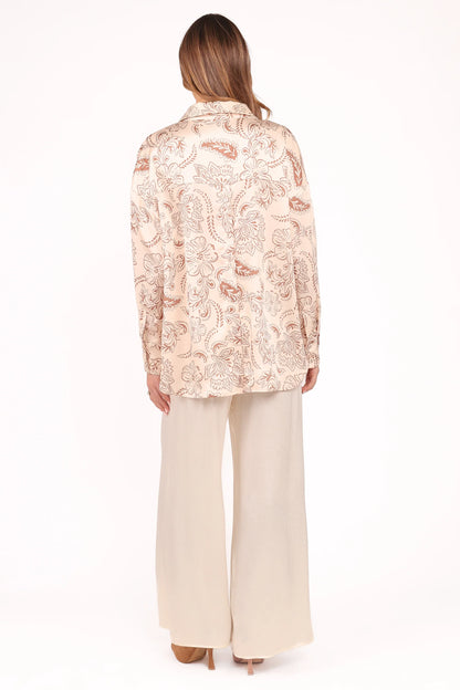 Valia Wide Leg Pant Cream
