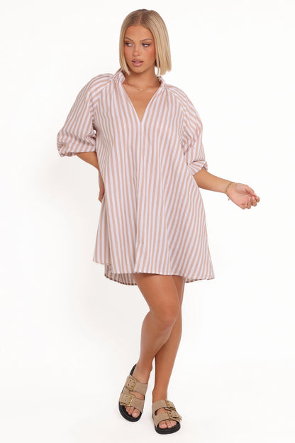 Doran Mini Dress Beige White
