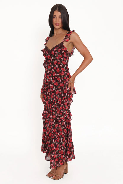 Virginia Maxi Dress Brown Floral
