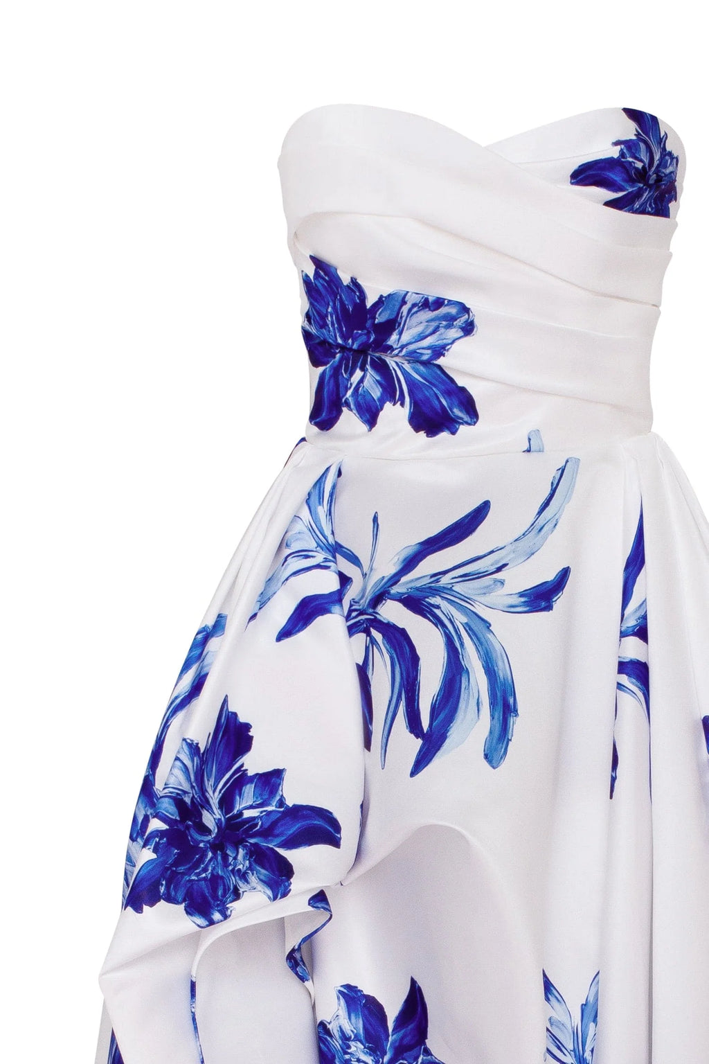 Wonderful white A line maxi dress with blue flowers Glow Up
