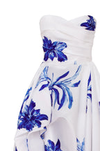 Wonderful white A line maxi dress with blue flowers Glow Up