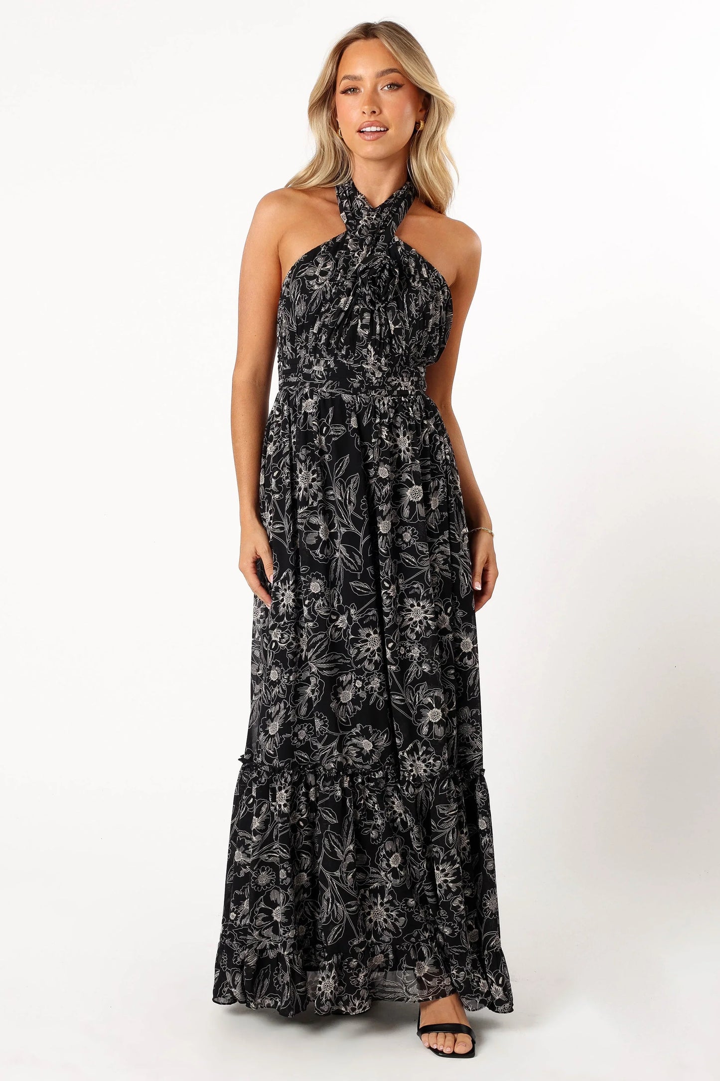 Lennon Halterneck Maxi Dress Black Floral