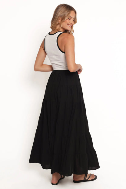 Archy Tiered Maxi Skirt Black