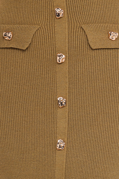 Aspen Button Up Knit Dress Olive