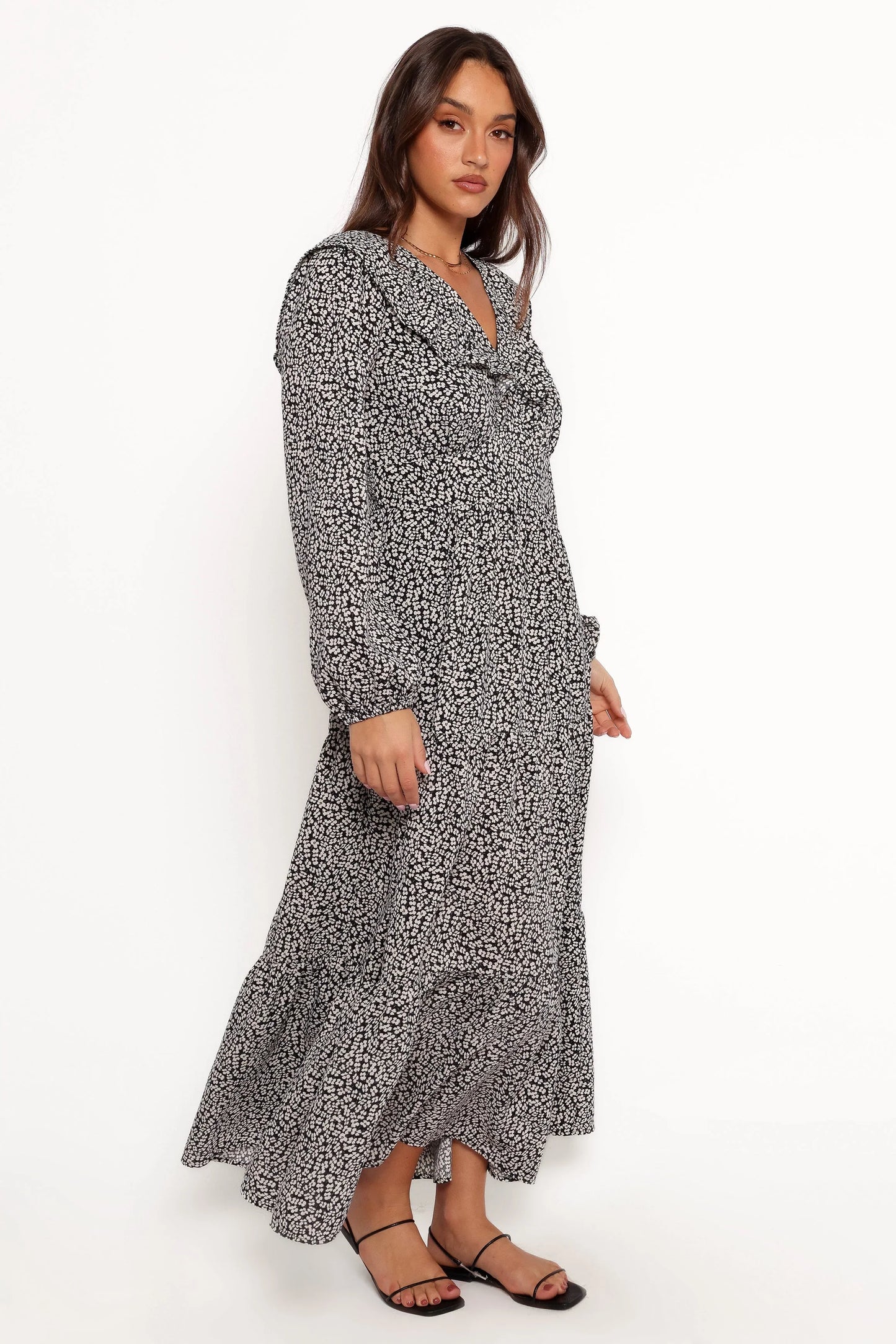 Sophie Long Sleeve Maxi Dress Black Ivory