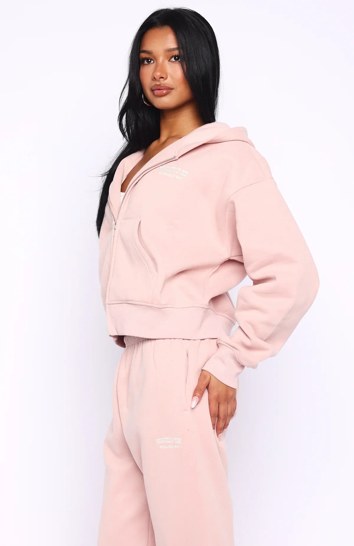 Cant Miss It Boxy Zip Front Hoodie Dusty Pink