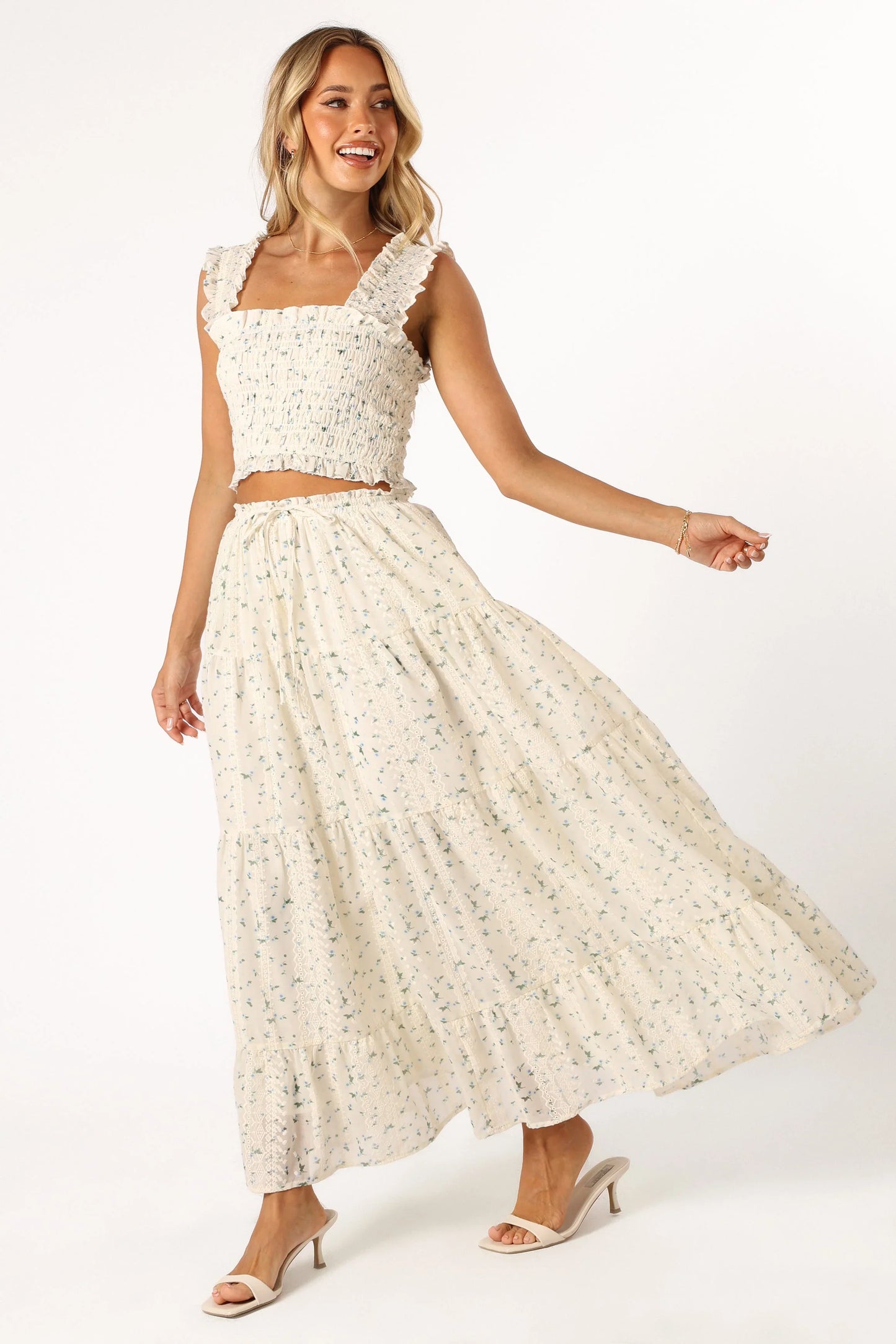 Amberlyn Maxi Skirt Blue Floral
