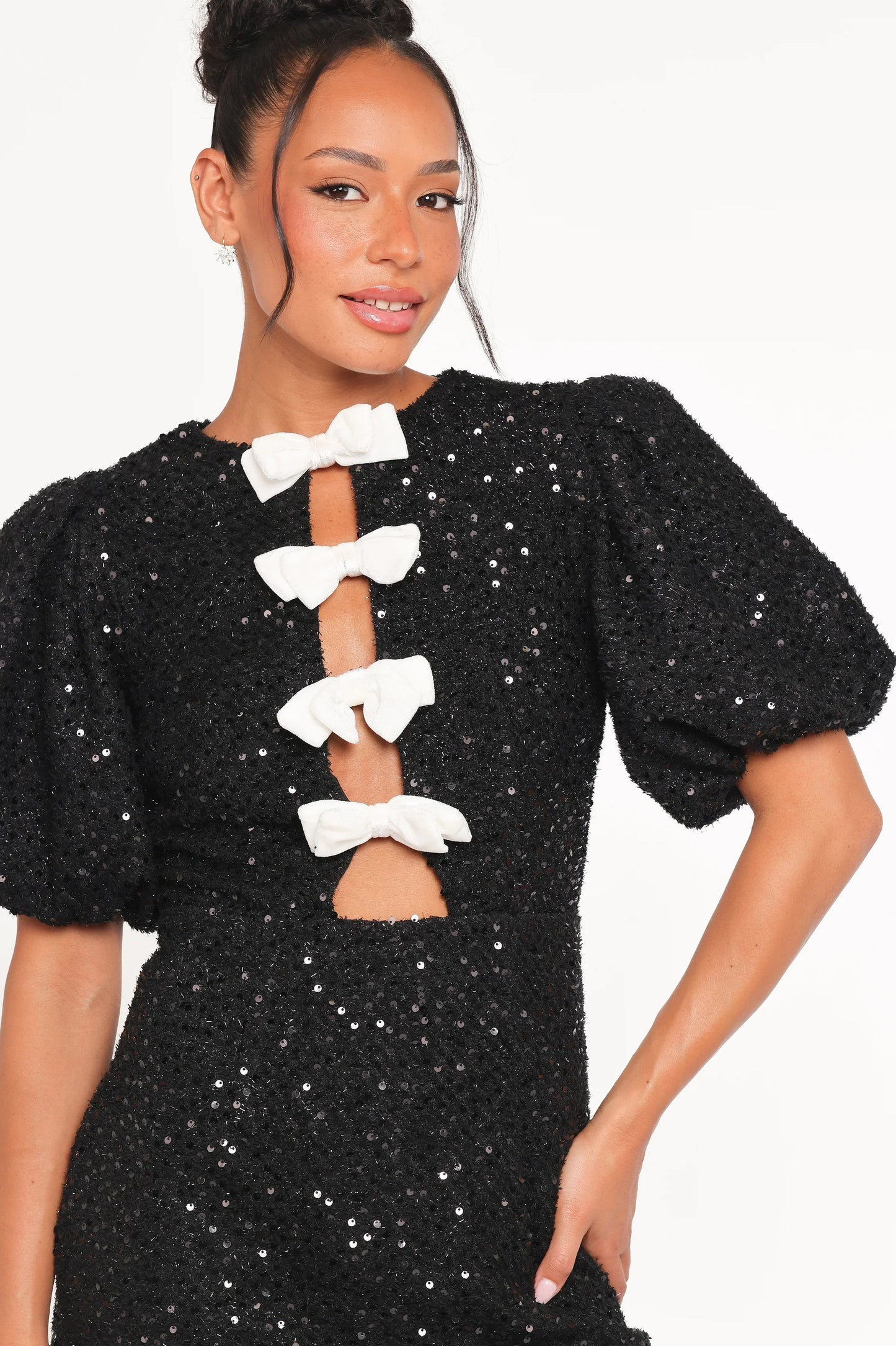 Natasha Boucle Mini Dress Black