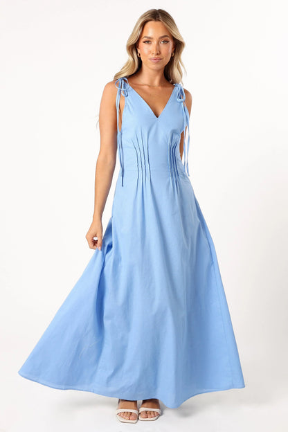 Lainey Tie Maxi Dress Blue