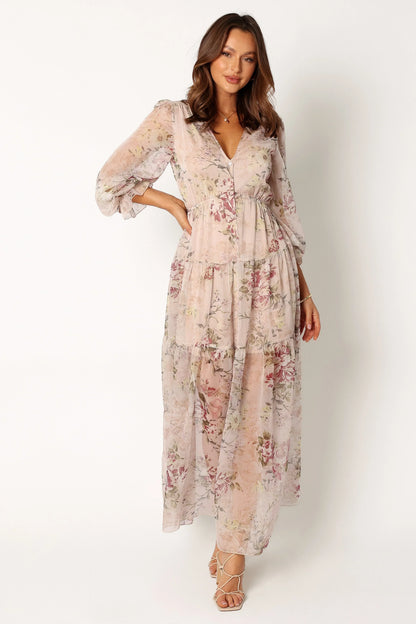 Maria Long Sleeve Maxi Dress Cream