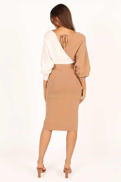 Nate Dress Beige White
