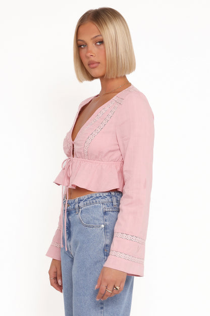 Reed Long Sleeve Top Pink
