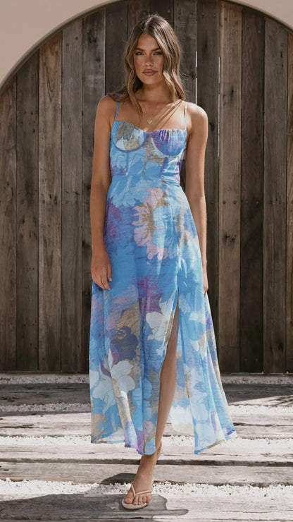 Rahima Maxi Dress Blue Floral