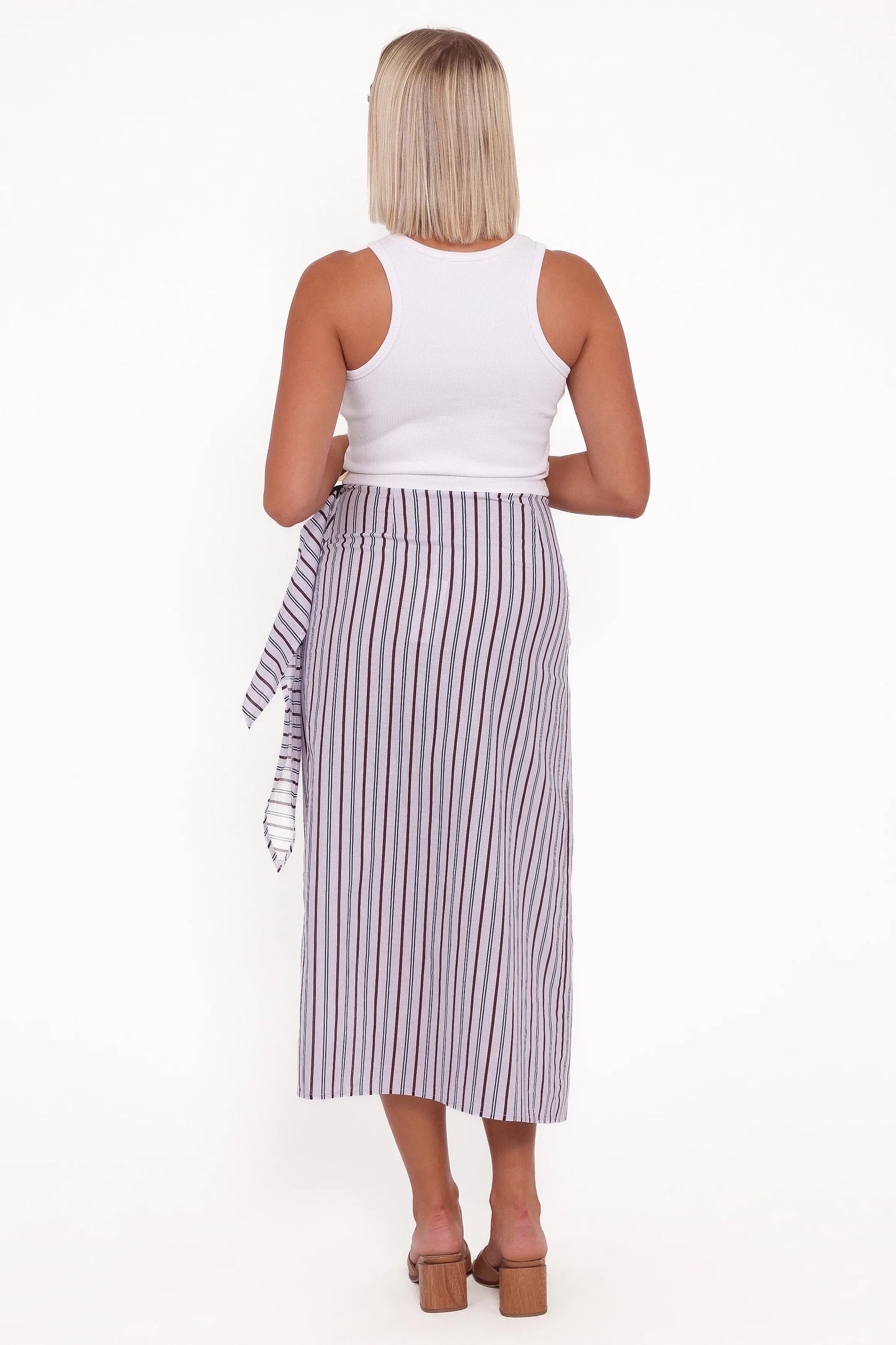Jacey Wrap Midi Skirt Midnight Stripe