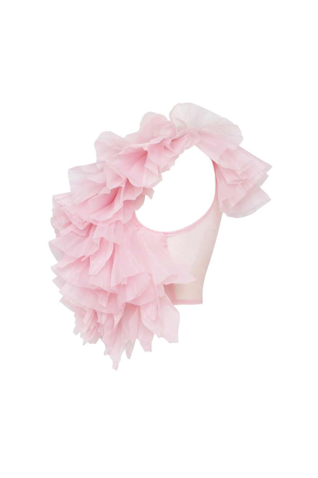 Flirty ruffled one shoulder organza pink top Midnight Walk