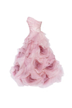 Dramatic flowered organza midi dress in misty rose Glow Up
