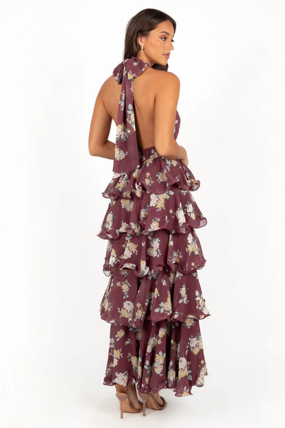 Kendall Maxi Halterneck Dress Dark Wine