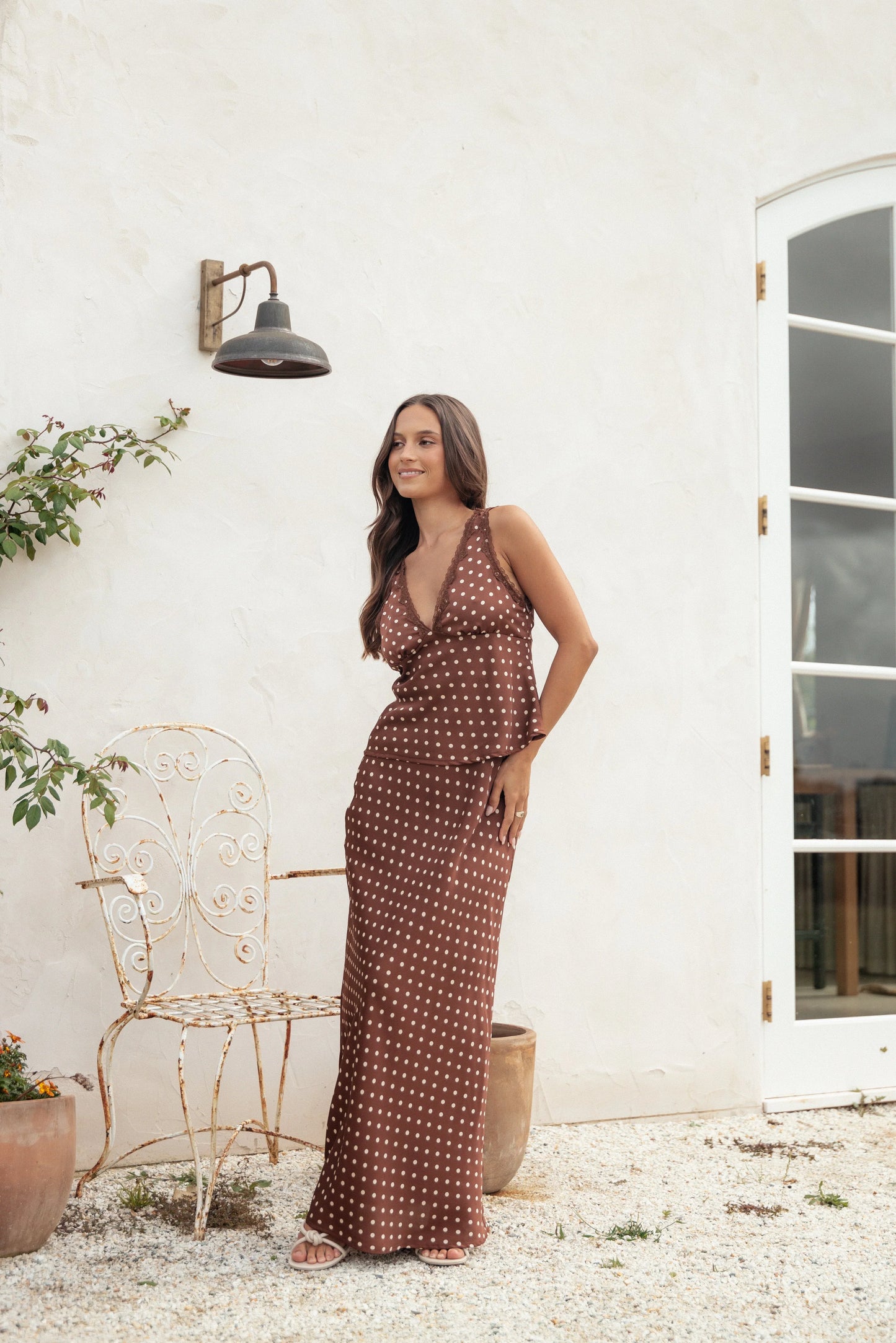 Kelso Top Brown Polka Dot