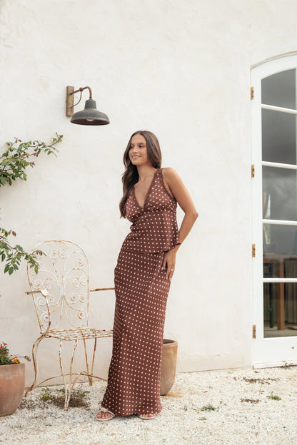 Kelso Top Brown Polka Dot