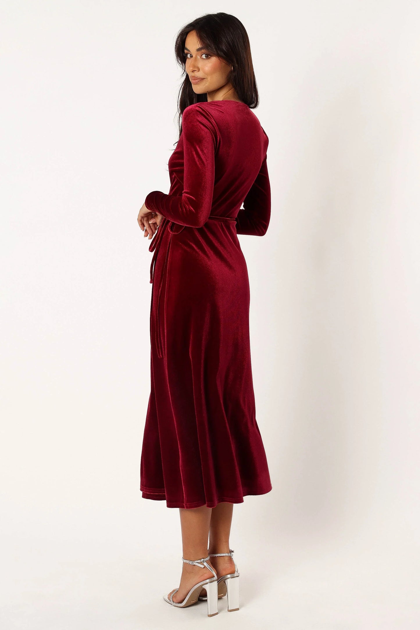 Darby Long Sleeve Midi Dress Burgundy
