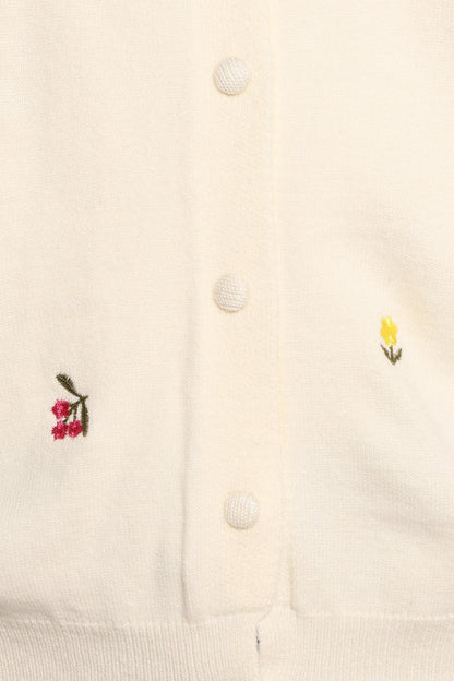Millen Flower Embroidery Cardigan Cream