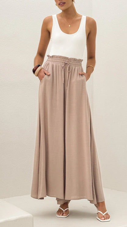 Avery Wide Leg Pants Beige